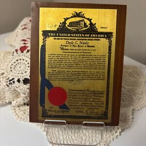 Vintage US Historic Patent Presentation Plaque Govt Inventor Monsanto 1971
